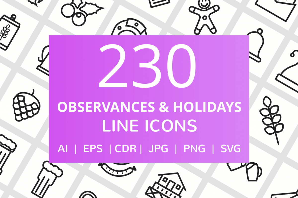 230 Observances & Holiday Line Icons example image 1