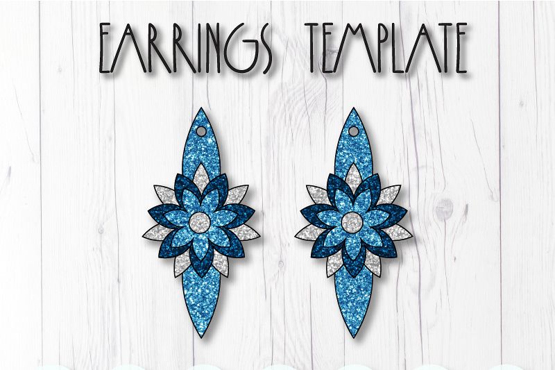 Flower earrings template SVG, DIY earrings template example image 1
