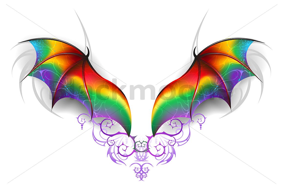 Wings of Rainbow Dragon (32837) | Illustrations | Design Bundles