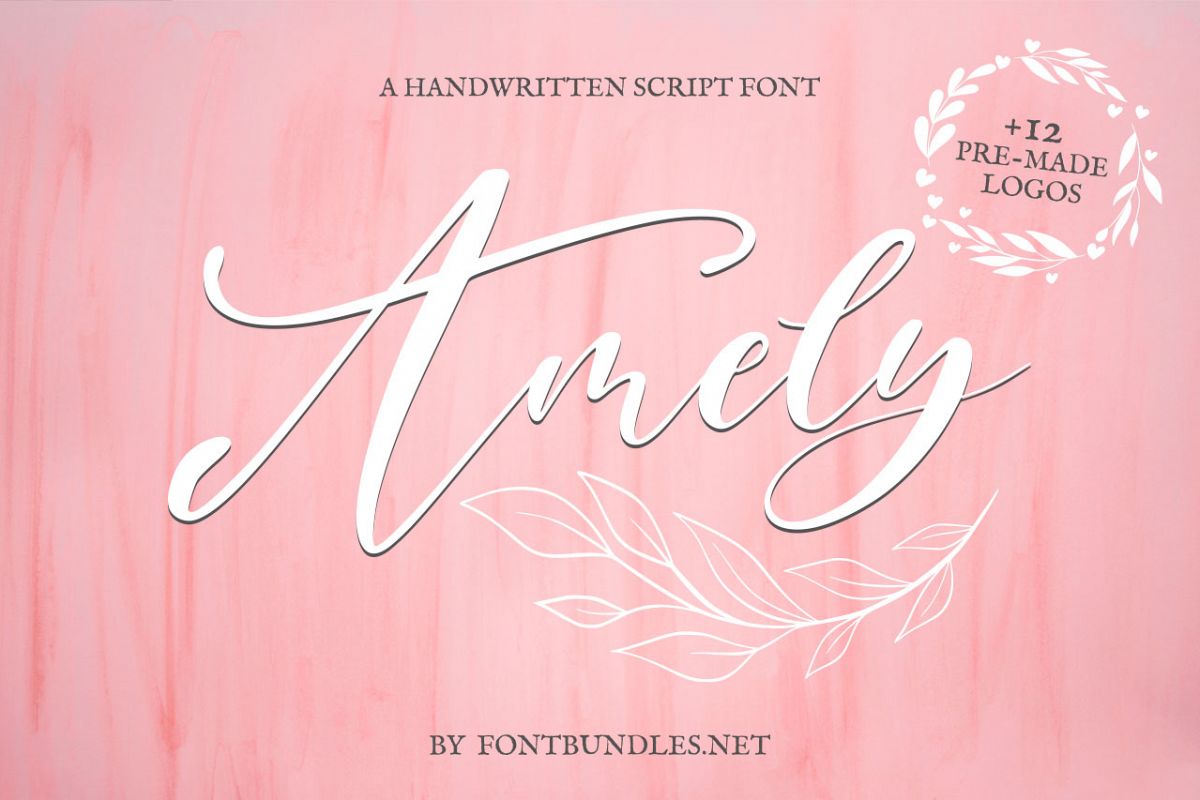 Amely Script Font and logo example image 1