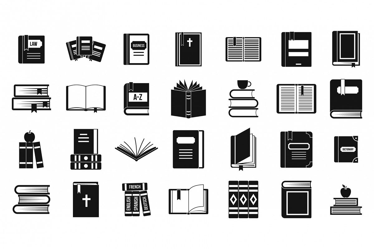 Books icon set, simple style example image 1