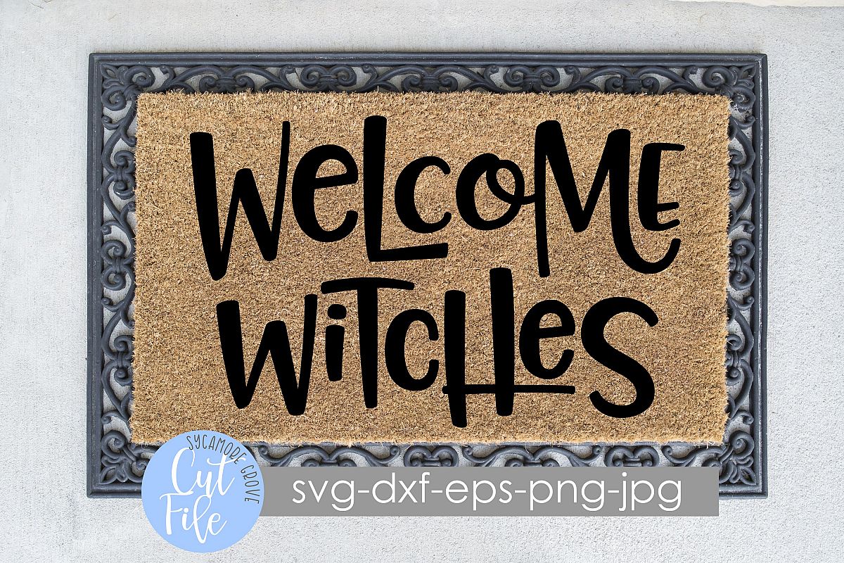 Welcome Witches | Halloween Doormat | SVG Cut File example image 1