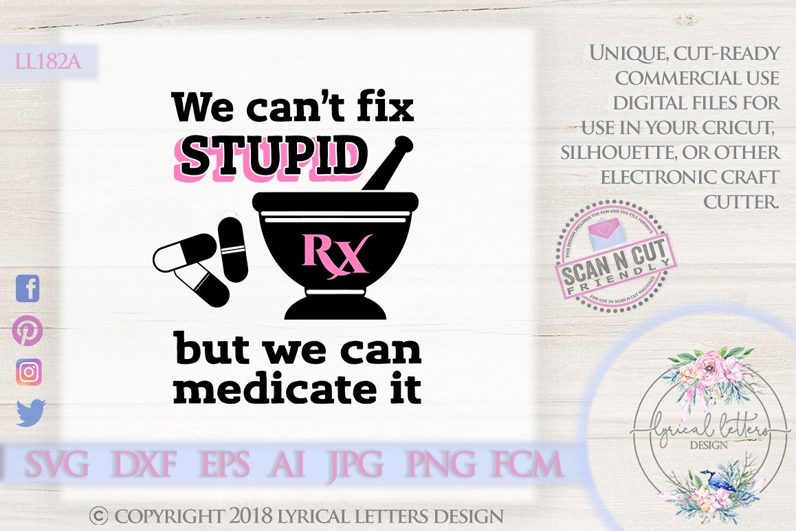 Can't Fix Stupid Pharmacy SVG DXF Cut File Ll182A example image 1