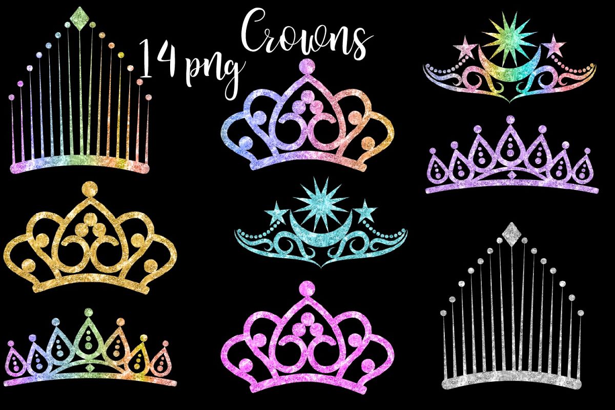 Glitter Crowns Clipart example image 1