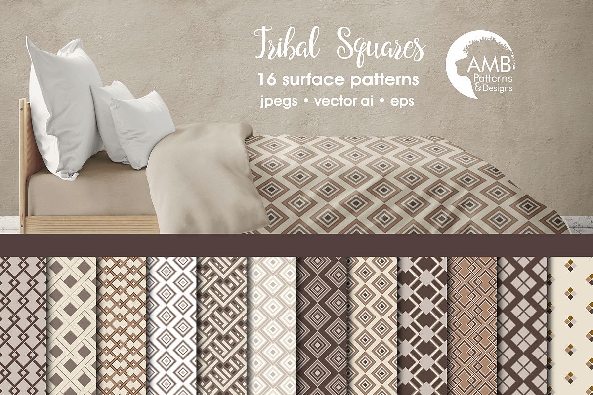 Tribal squares papers, patterns AMB-1072 example image 1