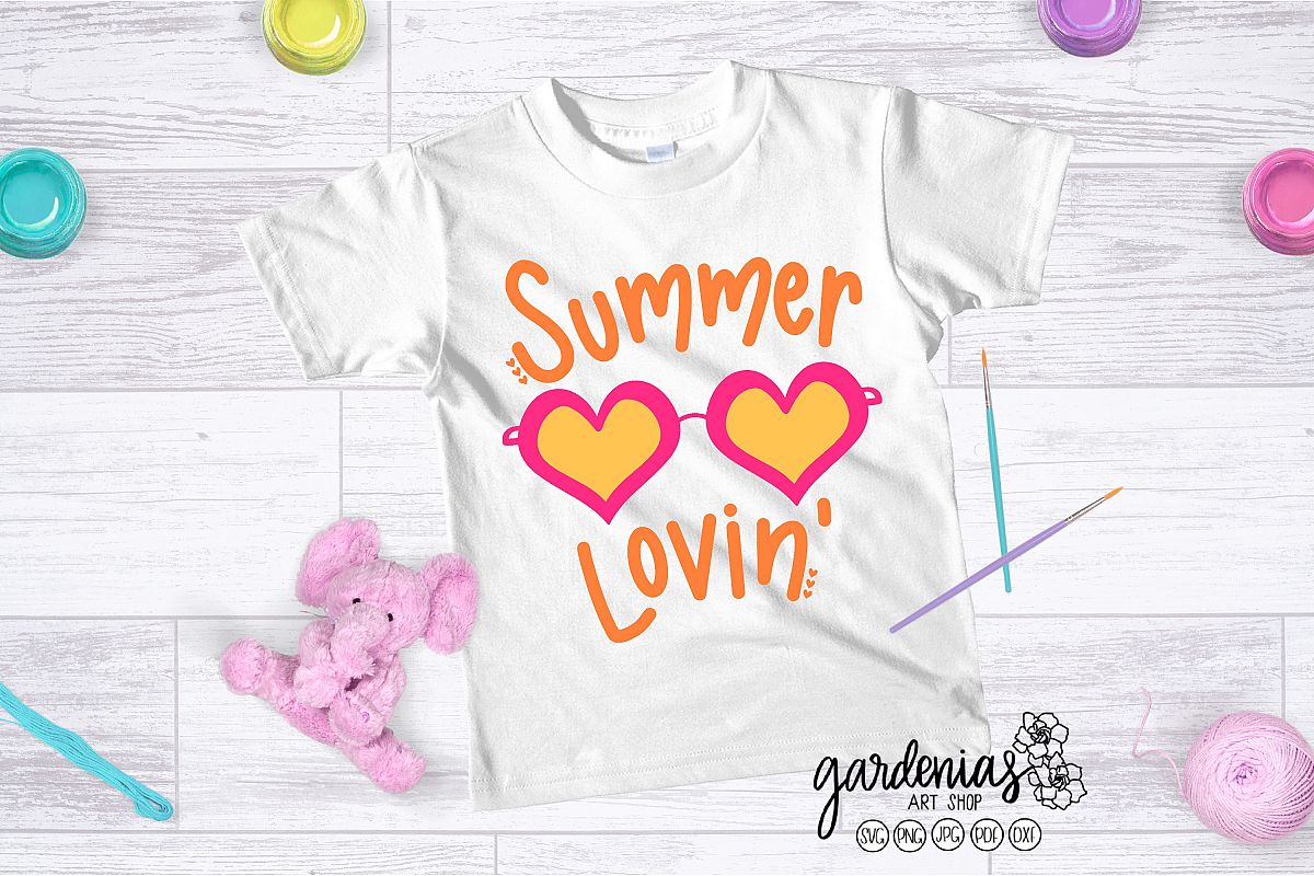 Summer Lovin SVG | Heart Sunglasses Cut File | Hand Drawn example image 1