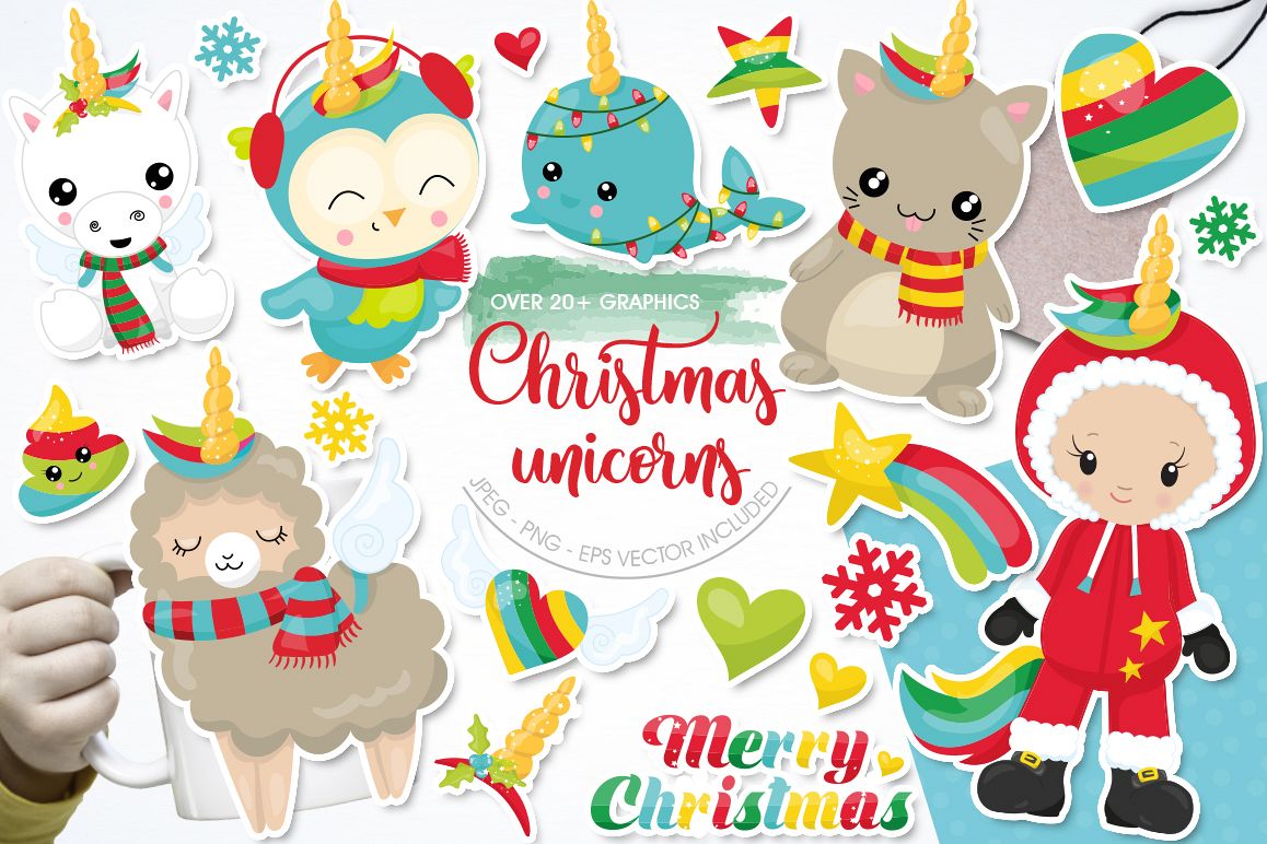 Christmas Wannabe Unicorns graphics and illustrations example image 1