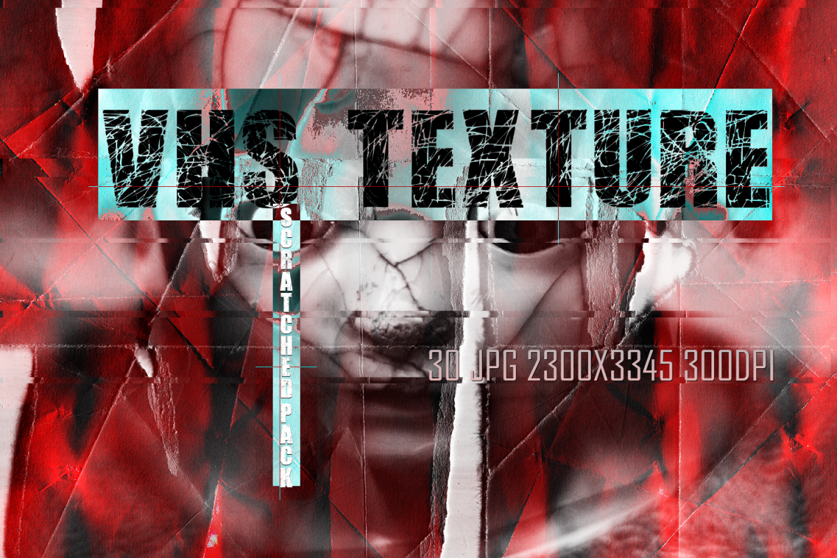 VHS TEXTURES scratched pack overlays digital paper black example image 1