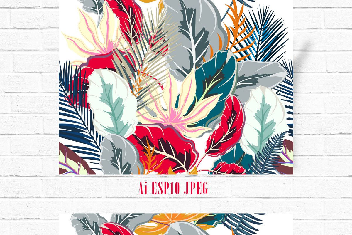 Palm leaves vector seamless pattern example image 1