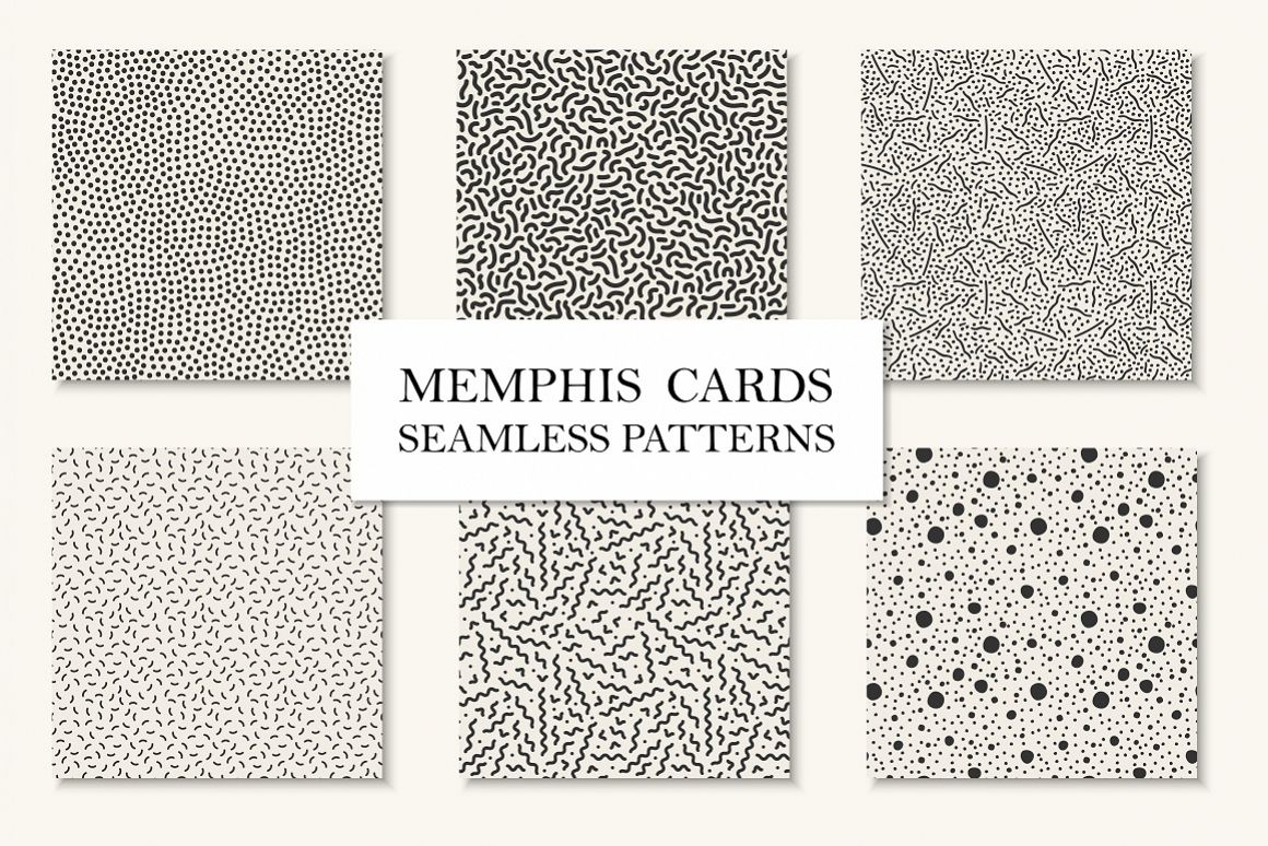 Memphis seamless patterns/cards example image 1