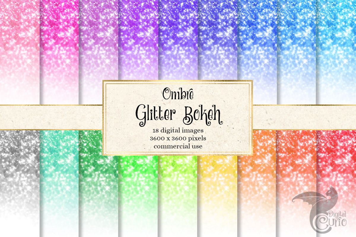 Ombre Glitter Bokeh Digital Paper example image 1