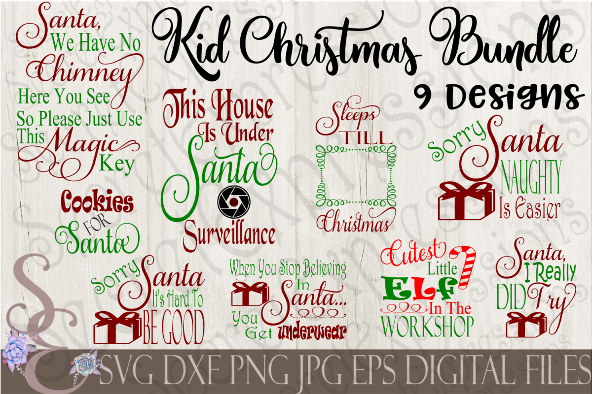 Kid Christmas SVG Bundle 9 Designs example image 1