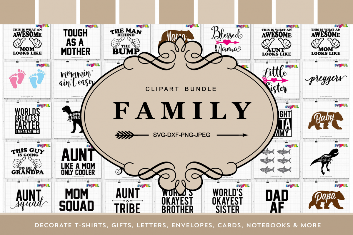Family Craft Bundle Svg Dxf Jpeg Png Clipart Printables example image 1