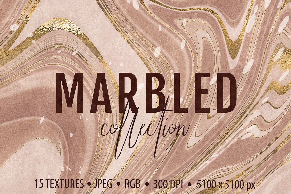 Marbled Paper Textures Collection - 15 Digital Papers example image 1