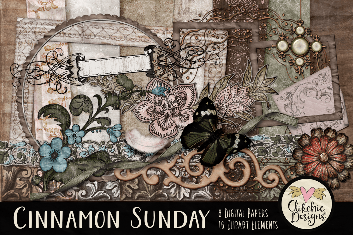 Digital Scrapbook Kit - Cinnamon Sunday example image 1