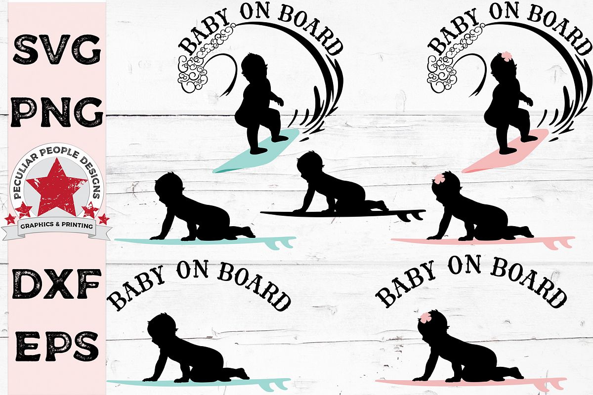 SVG Bundle Baby On Board Surfer Car Decal Gender Reveal