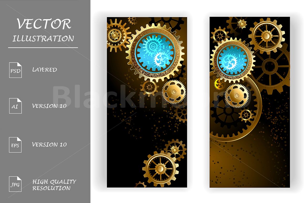 Two Banners with Gears ( Steampunk ) example image 1