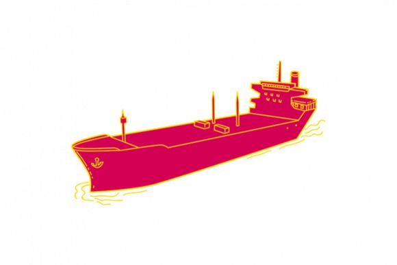 Container Ship Cargo Boat Mono Line example image 1