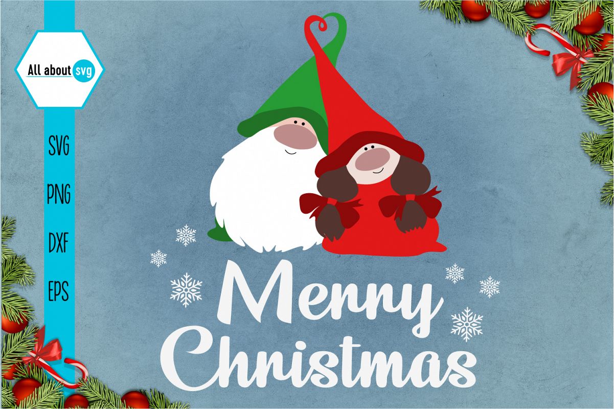 Merry Christmas, Gnome In Love Svg example image 1