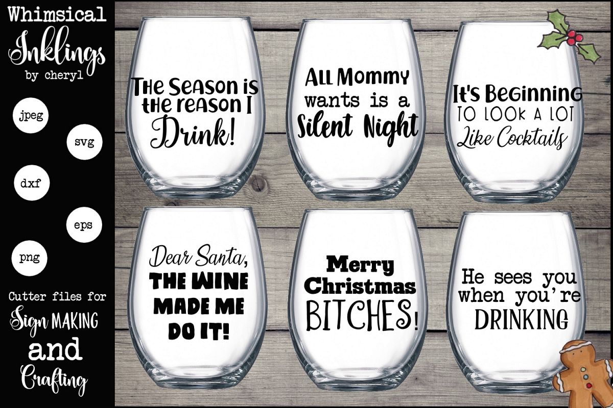 The Reason I Drink Christmas Wine Glass SVG Set example image 1