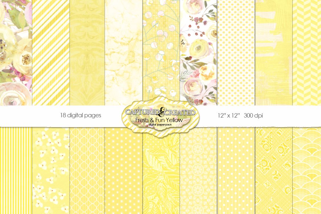 18 Fresh & Fun Yellow Scrapbook Paper (99394) Backgrounds Design
