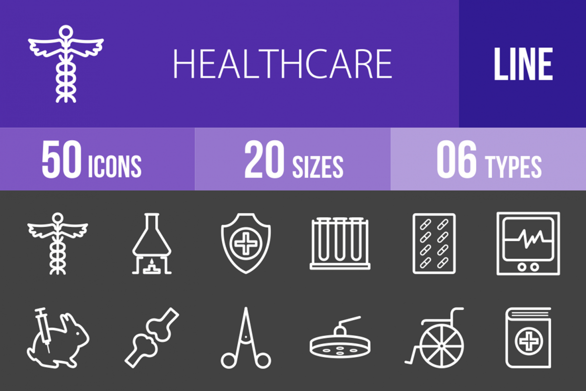 50 Healthcare Line Inverted Icons example image 1
