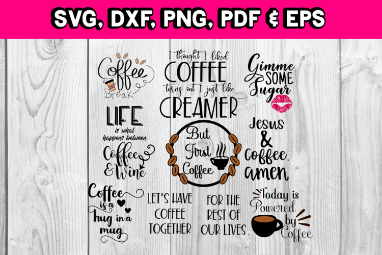 Coffee quote bundle - lip print - coffee mug - coffee beans example image 1
