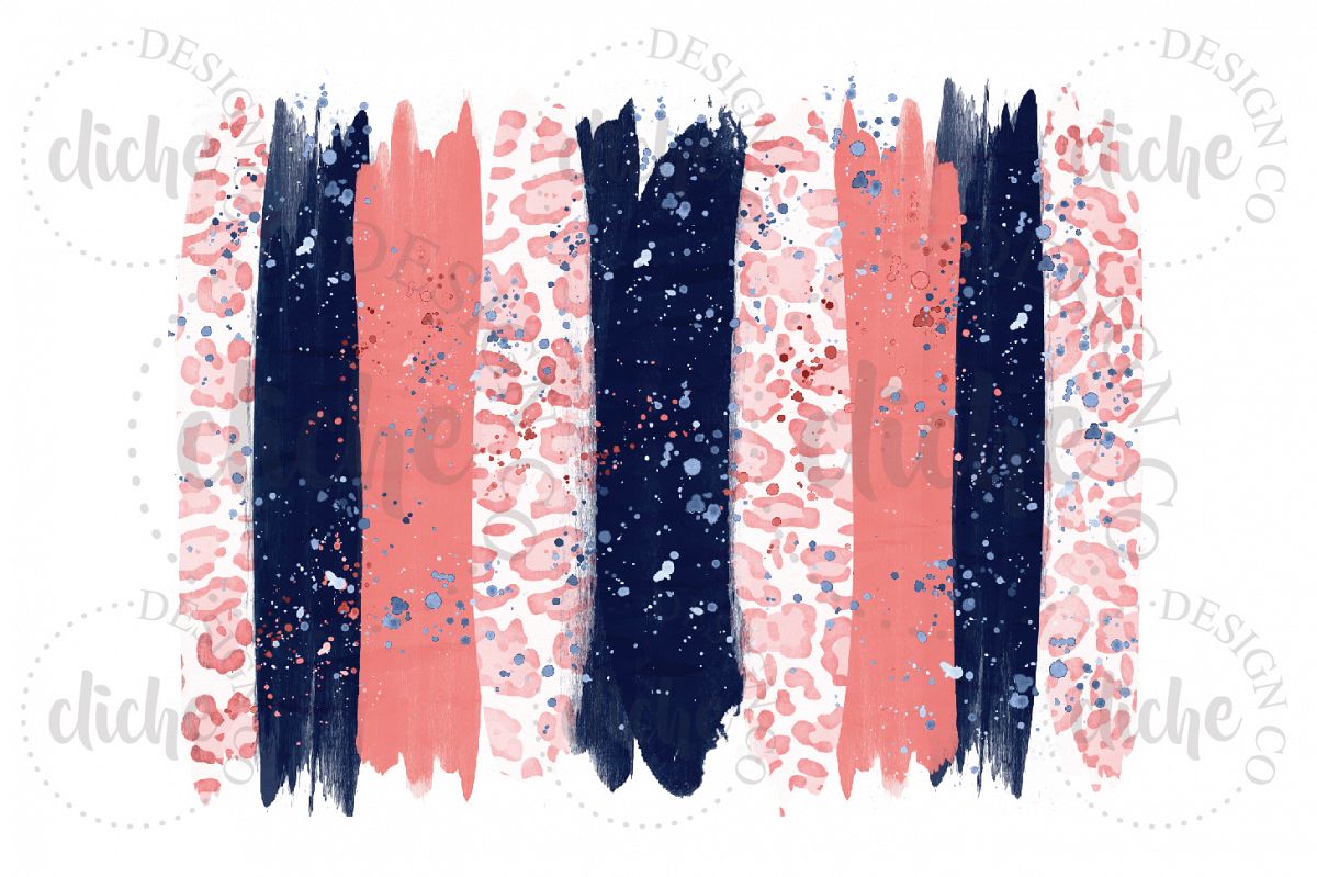 Navy Coral Paint Stroke Sublimation Design Background example image 1