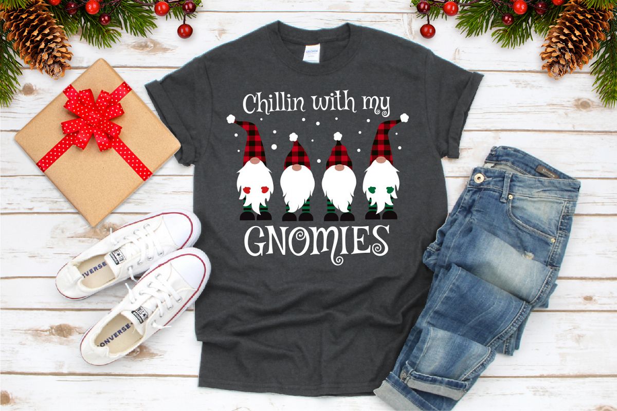 Chillin' With My Gnomies Buffalo Plaid Svg example image 1