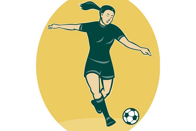 soccer player woman kicking ball example image 1