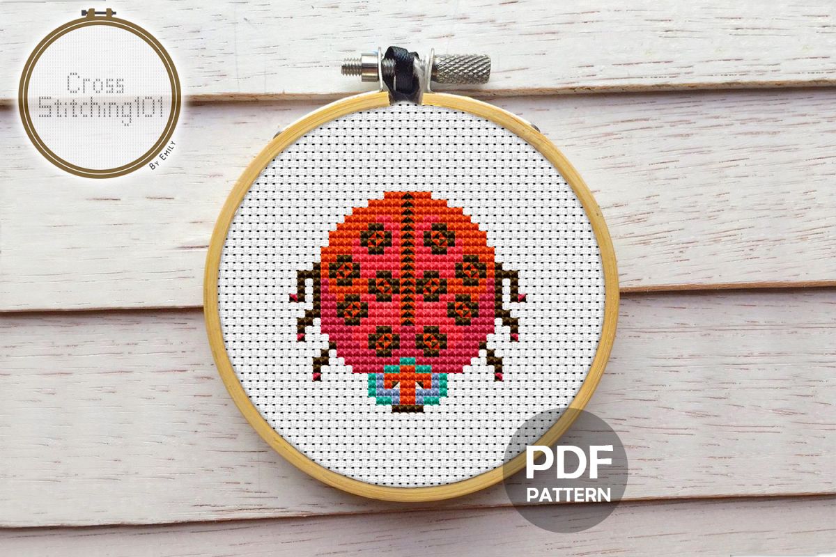 Cartoon Ladybug Cross Stitch Pattern - Instant Download PDF example image 1