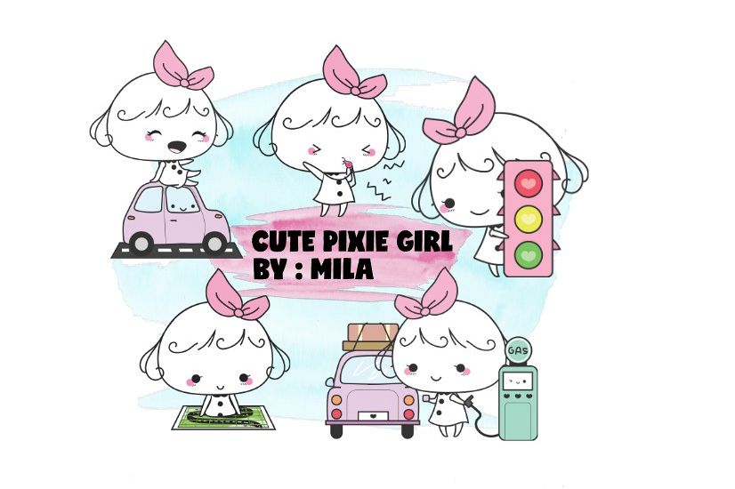 KAWAII GIRL CLIPART BUNDLE PNG example image 1