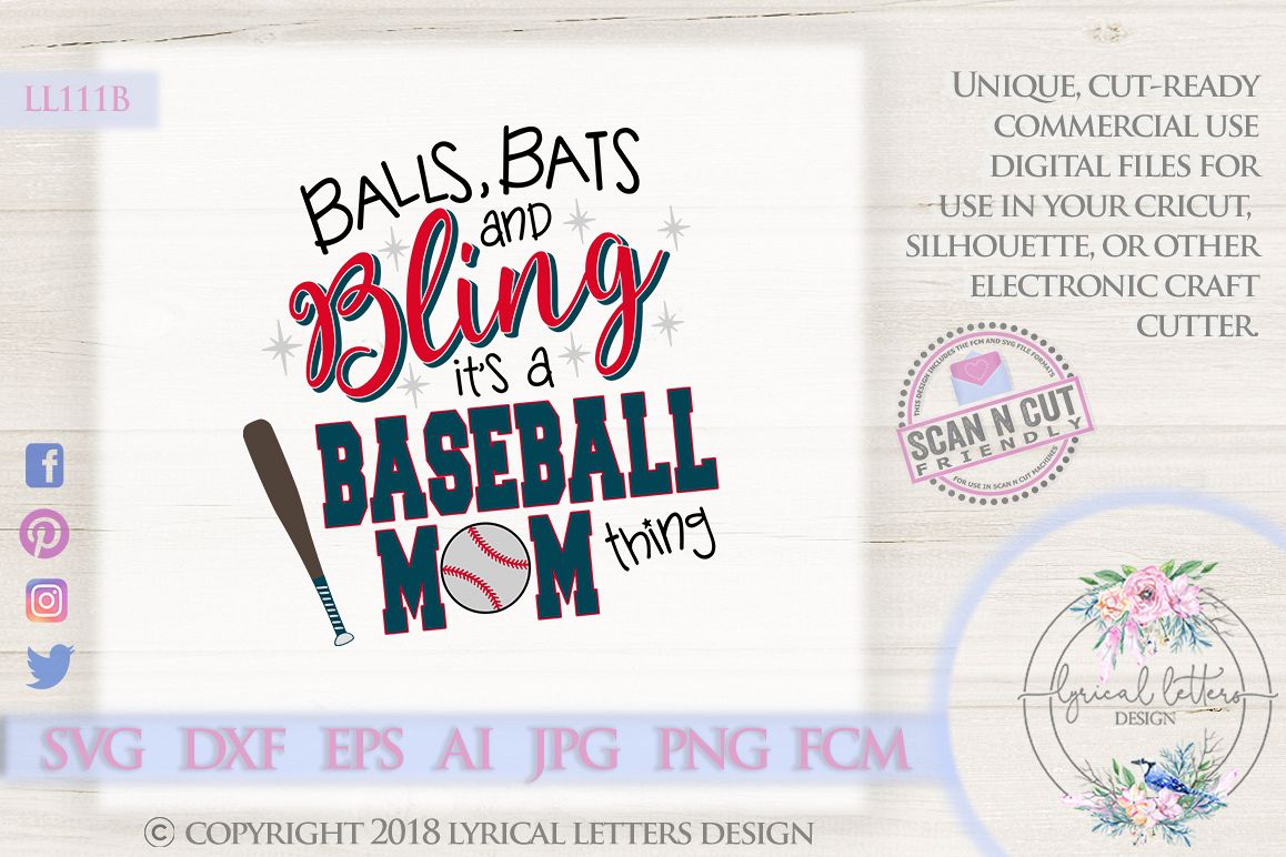 Balls Bats and Bling It's a Baseball Mom Thing SVG LL111B example image 1