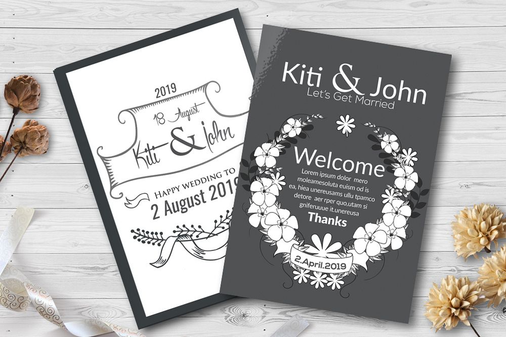 Double Sided Floral Wedding Invites example image 1