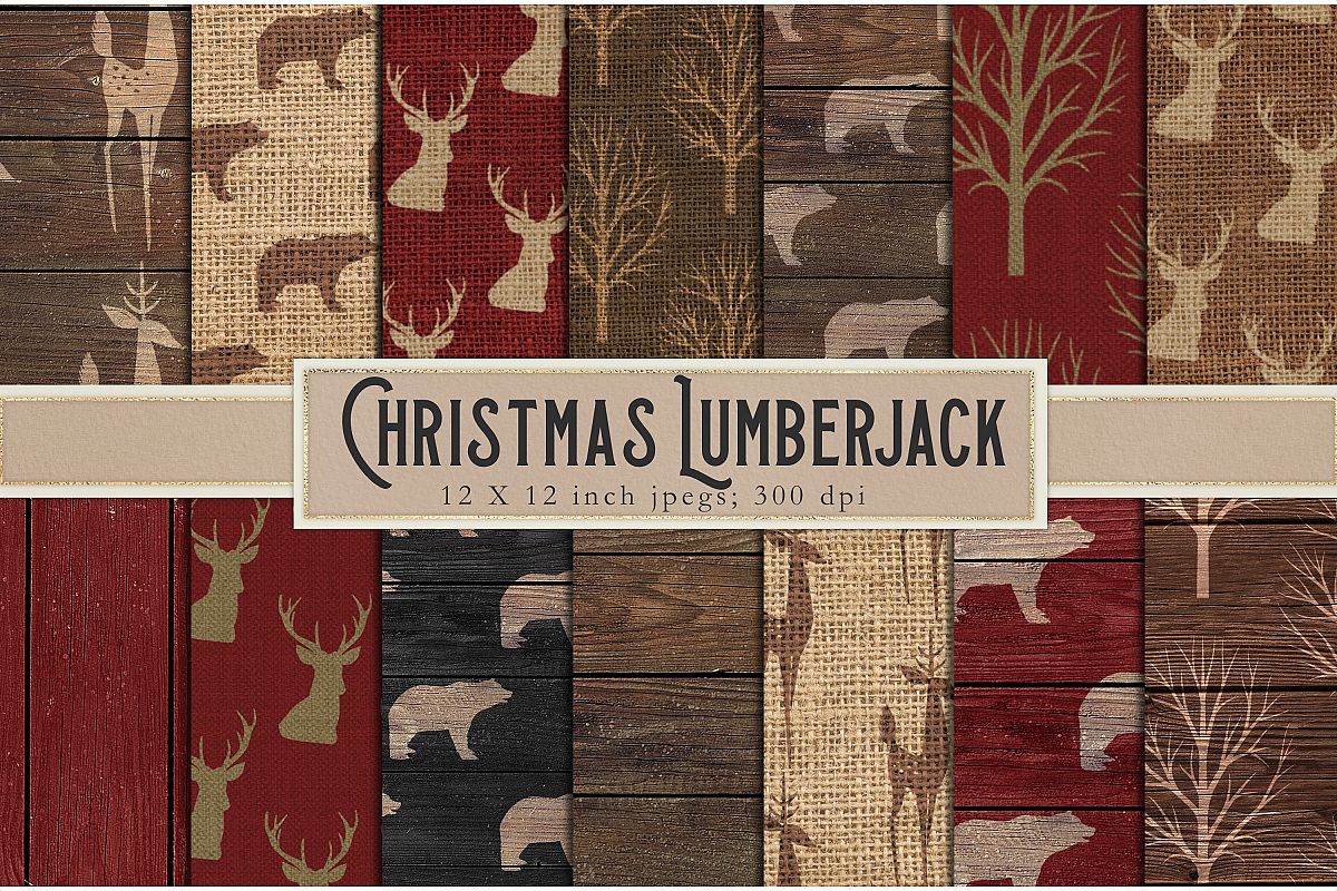 Christmas lumberjack digital paper example image 1