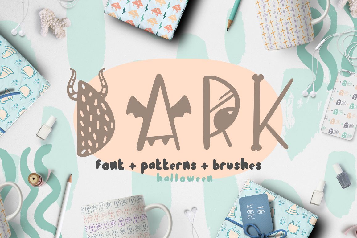 Dark font patterns, brushes and more! example image 1