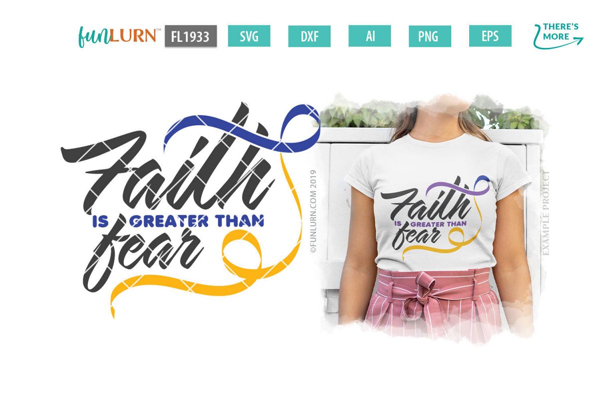 Faith is Greater Than Fear Purple Blue Yellow Ribbon SVG example image 1
