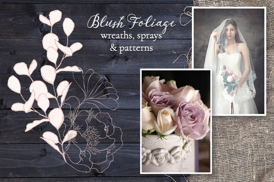Blush foliage clip art bundle example image 1