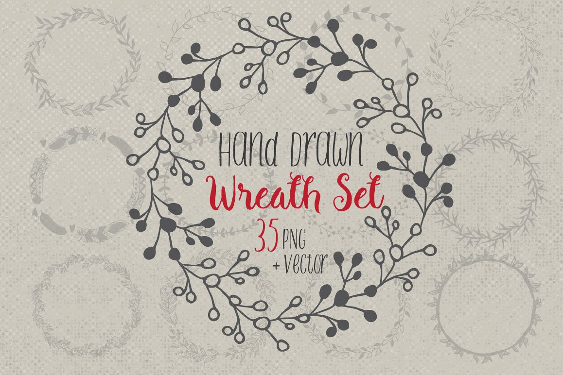 Hand drawn wreaths and frames example image 1