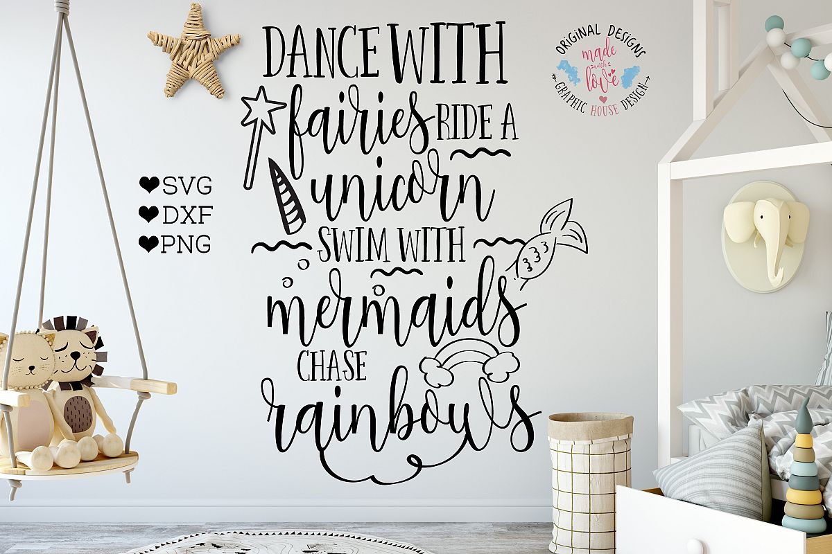 Dance with Fairies Ride a Unicorn Cut File example image 1