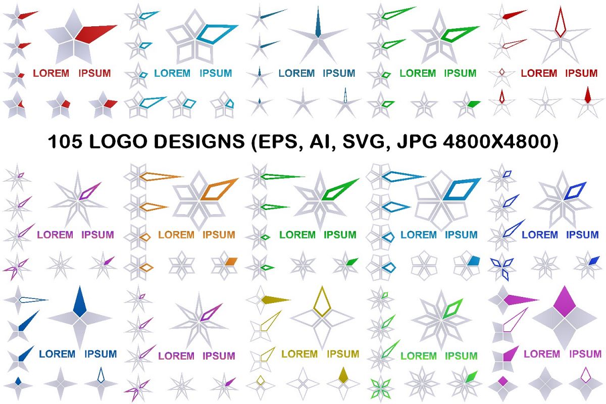 105 star logo designs (EPS, AI, SVG, JPG 4800x4800) example image 1
