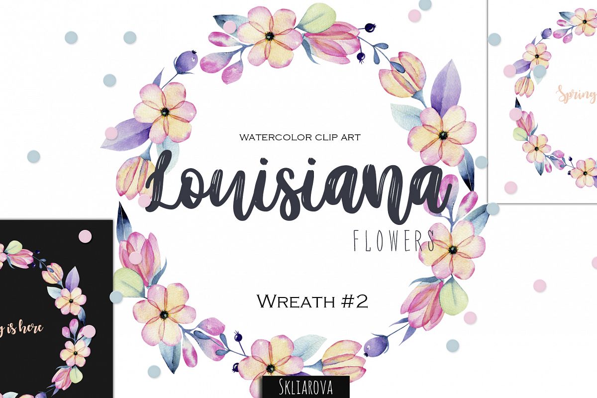 Louisiana flowers. Wreath#2 example image 1