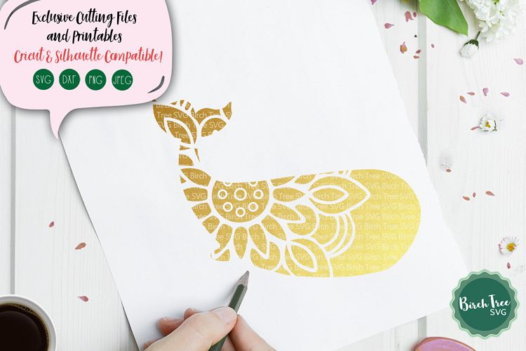 Whale Mandala SVG, Whale SVG, Whale Cut File, Sea Decal Svg example image 1
