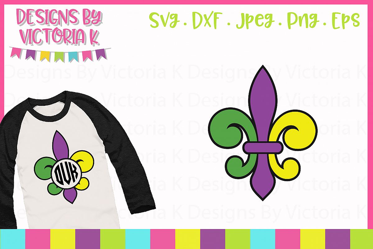 Mardi Gras, fleur de lis SVG, SVG, DXF, PNG example image 1
