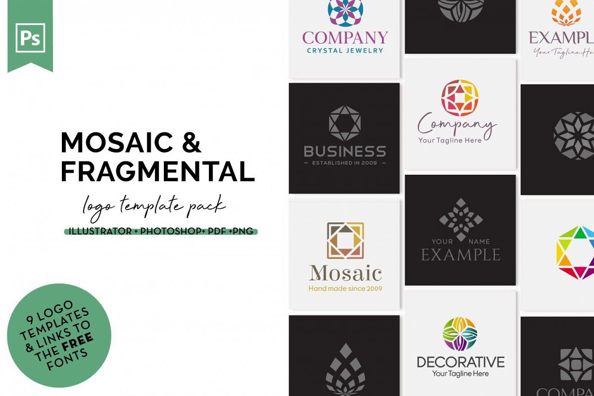 Mosaic & Fragmental Logo Design Set example image 1