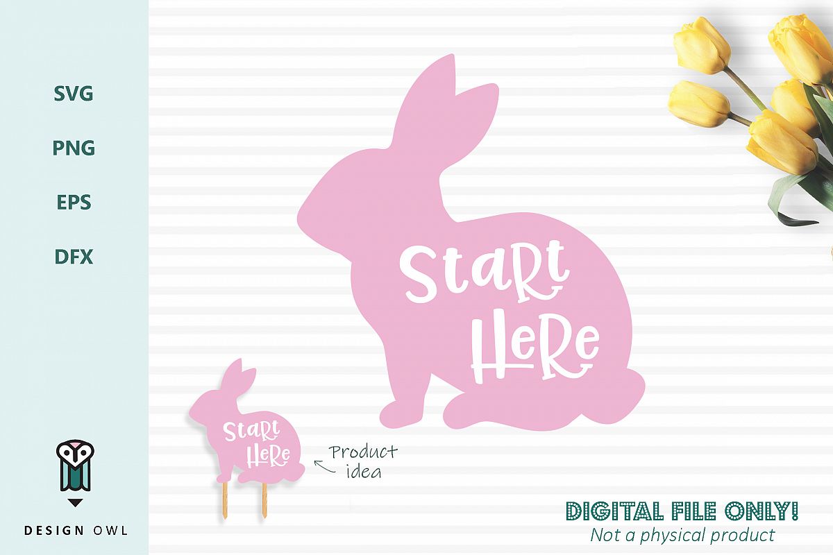 Start here bunny sign - Easter SVG cut file example image 1