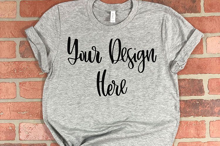 Bella 3001 Athletic Heather Grey Mockup Photo - Flatlay example image 1