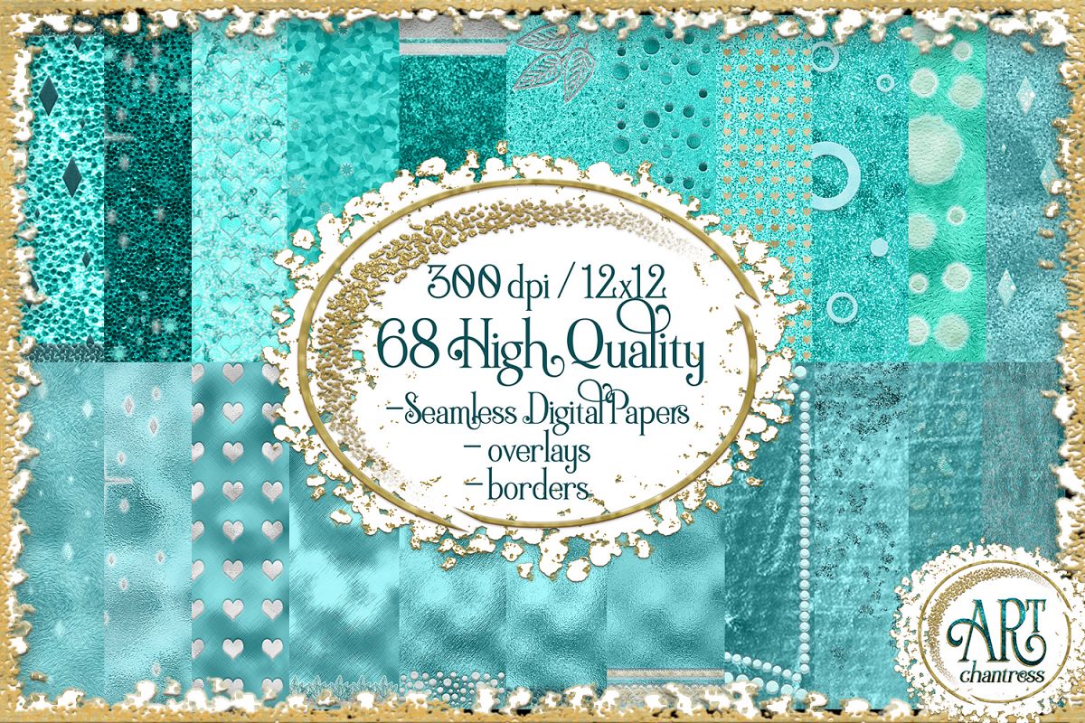 Blue Glitter Digital Papers example image 1