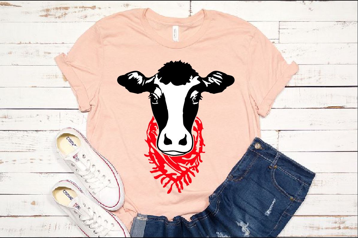 Cow Head whit Scarf SVG cowboy Farm heifer 1270s example image 1