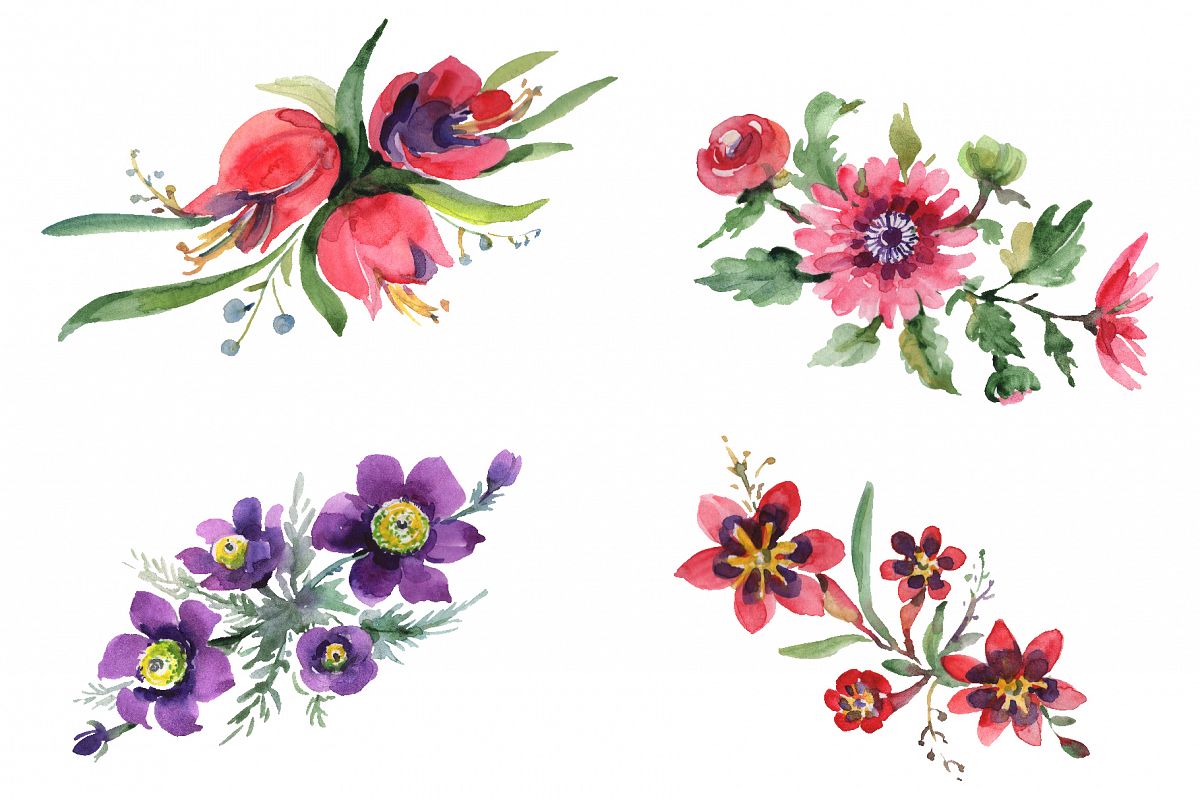 Bouquet April sun Watercolor png example image 1